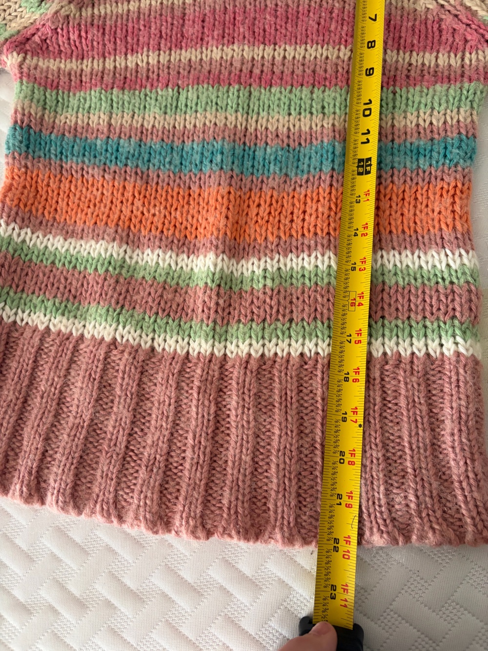Rainbow Striped Turtleneck Crop Sweater Pastel French Euro Vintage - Picture 6 of 7
